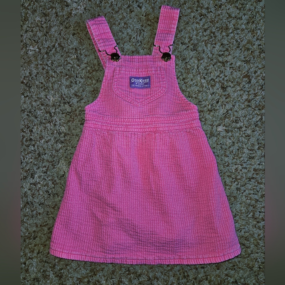 Vintage OshKosh Pink 100% Textured Cotton Jumper Dress | 4T